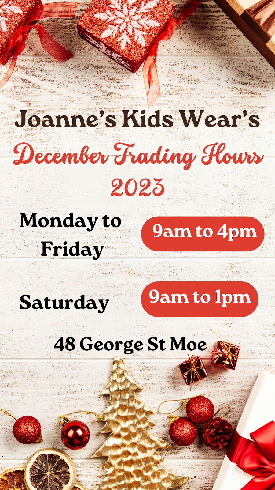 Joanne’s Kids Wear | 9 Kirk St, Moe VIC 3825, Australia | Phone: 0428 278 514