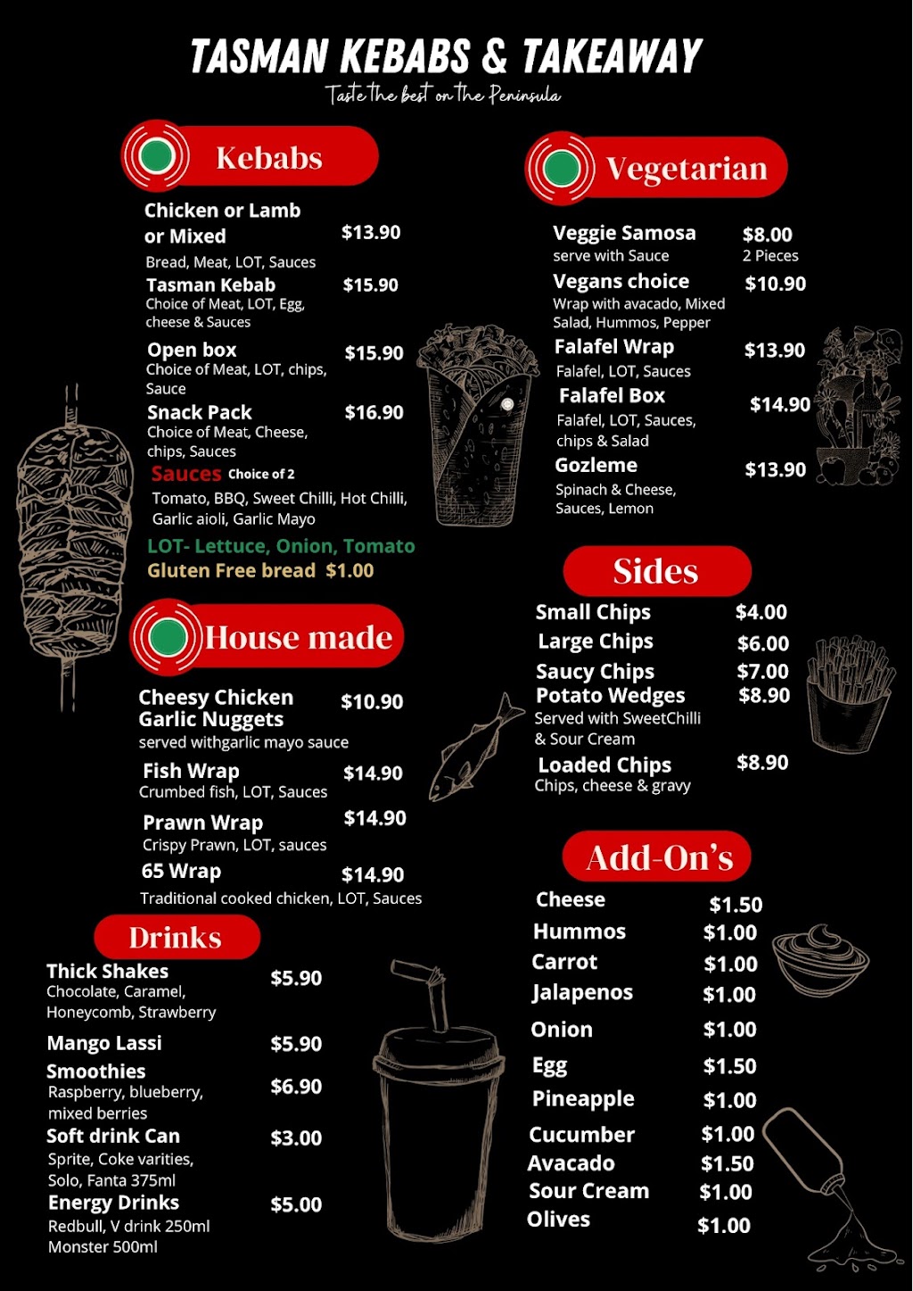 Tasman Kebabs & Takeaway | 19 Dubs and Co Dr, Sorell TAS 7172, Australia | Phone: 0476 551 469