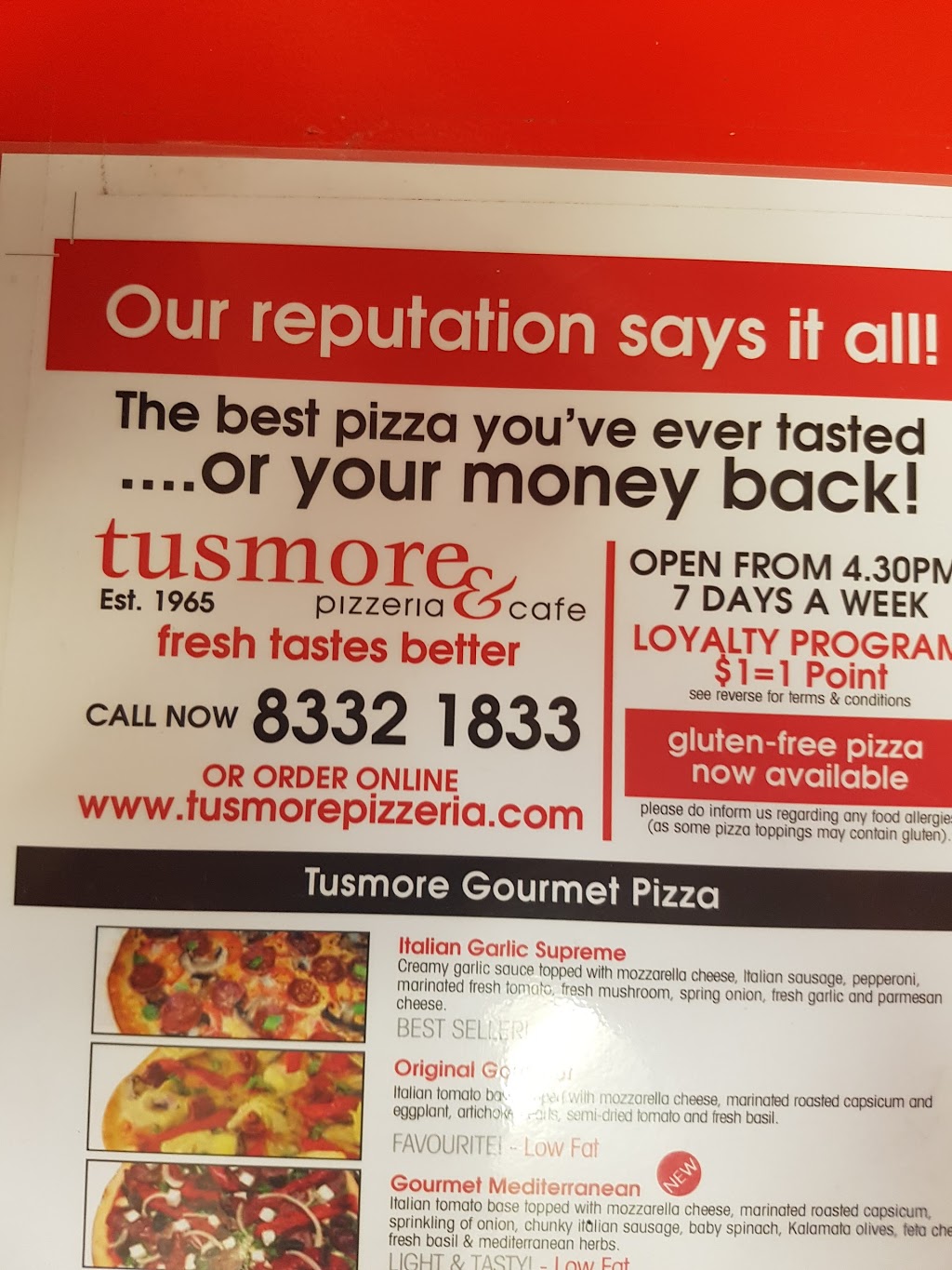 Tusmore Pizzeria & Cafe | meal delivery | 455 Greenhill Rd, Tusmore SA 5065, Australia | 0883321833 OR +61 8 8332 1833