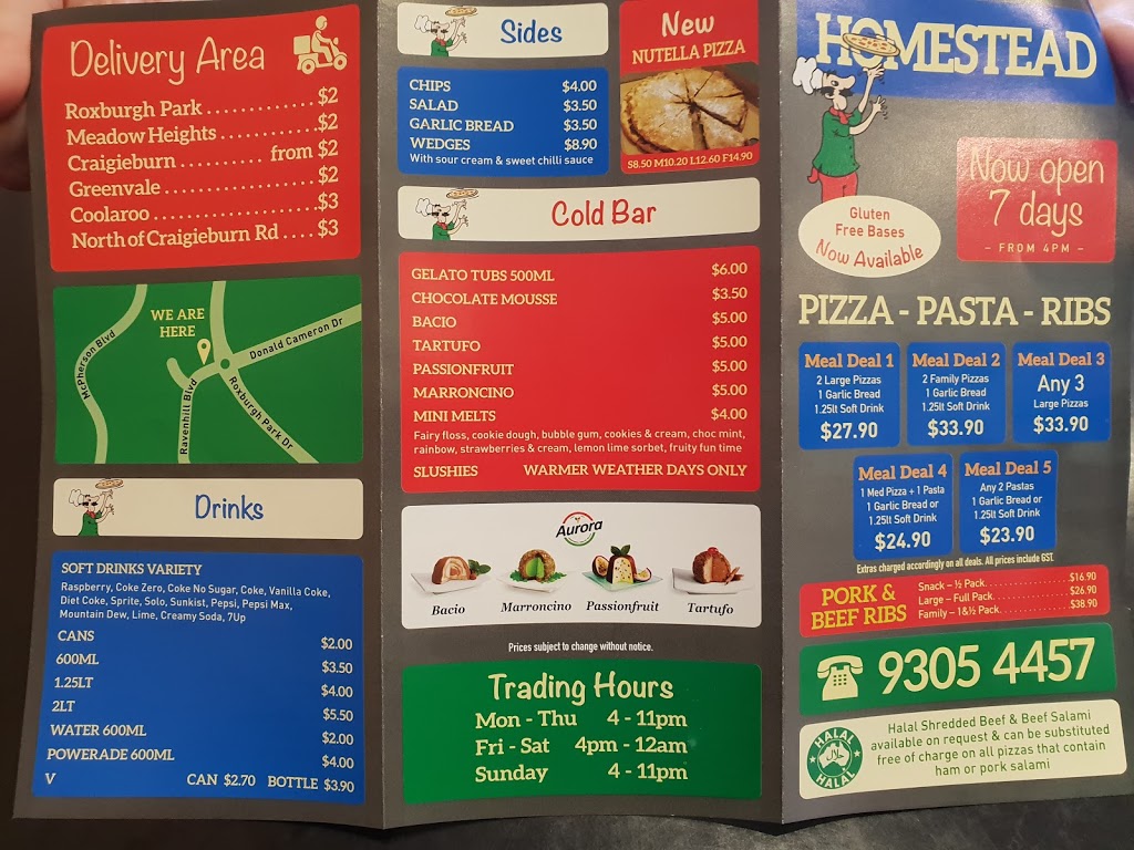 Homestead Pizza | 101 Ravenhill Blvd, Roxburgh Park VIC 3064, Australia | Phone: (03) 9305 4457