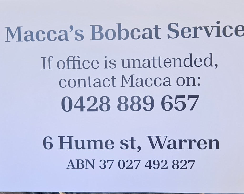 Maccas Bobcat Services | 6 Hume St, Warren NSW 2824, Australia | Phone: 0428 889 657