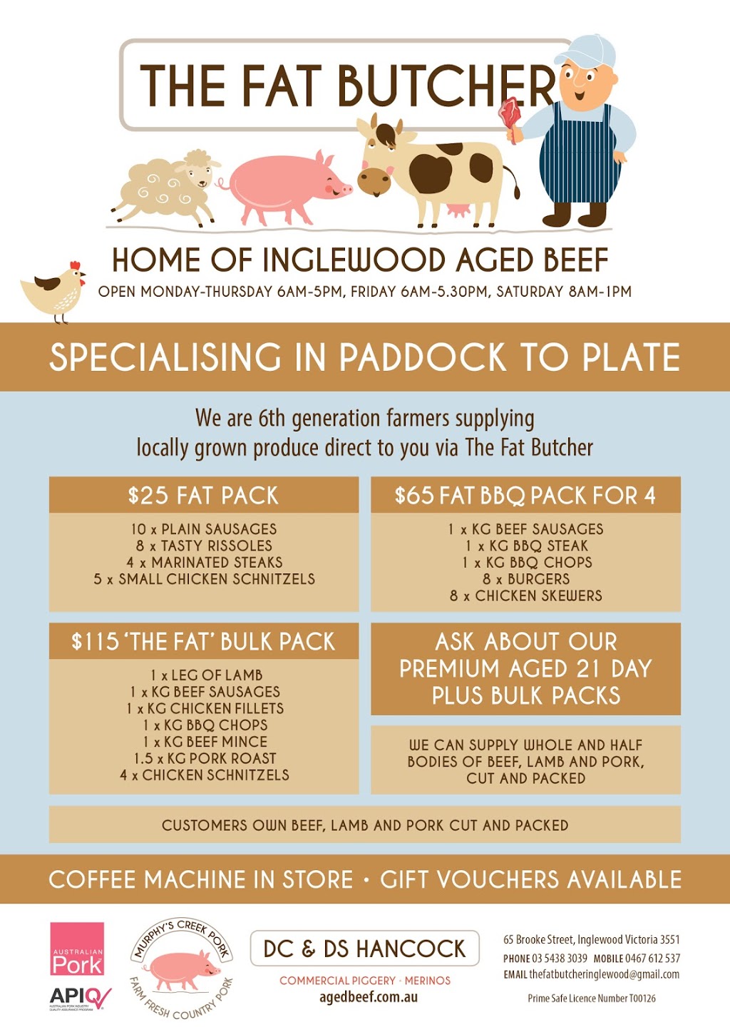 The fat butcher Inglewood | food | 65 Brooke St, Inglewood VIC 3517, Australia | 0354383039 OR +61 3 5438 3039