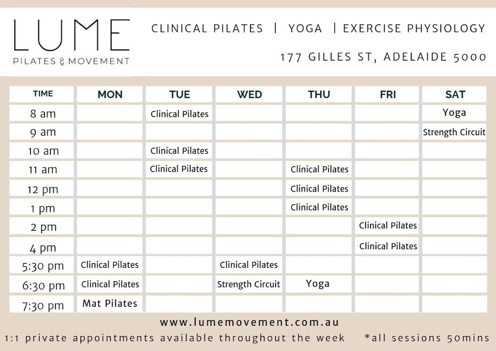 Lume Pilates & Movement | 177 Gilles St, Adelaide SA 5000, Australia | Phone: 0401 847 661
