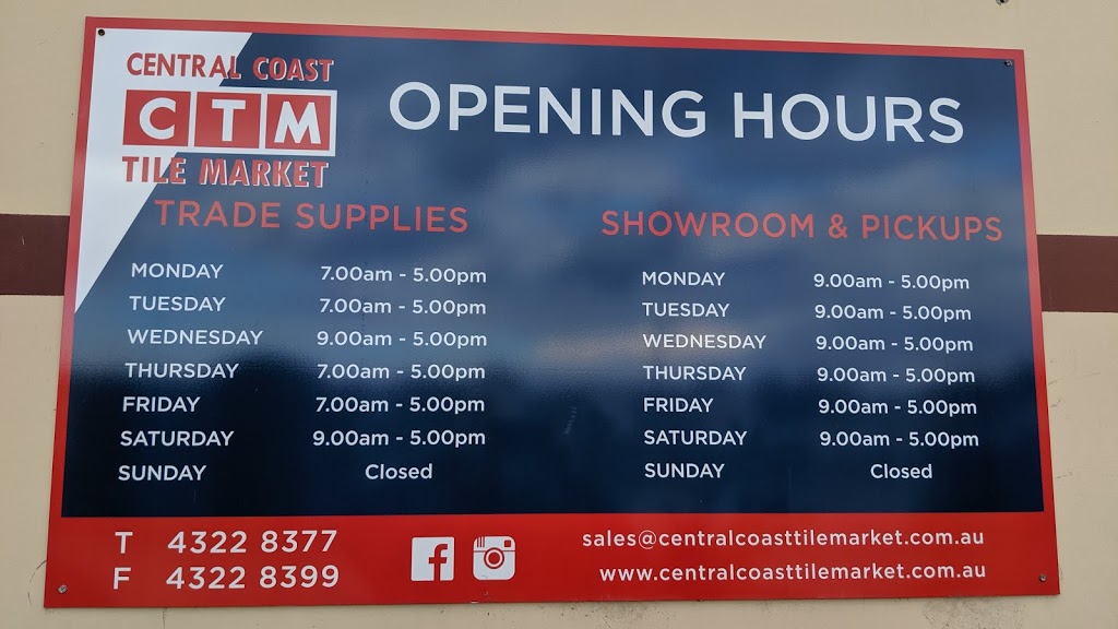 Central Coast Tile Market | 297 Manns Rd, West Gosford NSW 2250, Australia | Phone: (02) 4322 8377