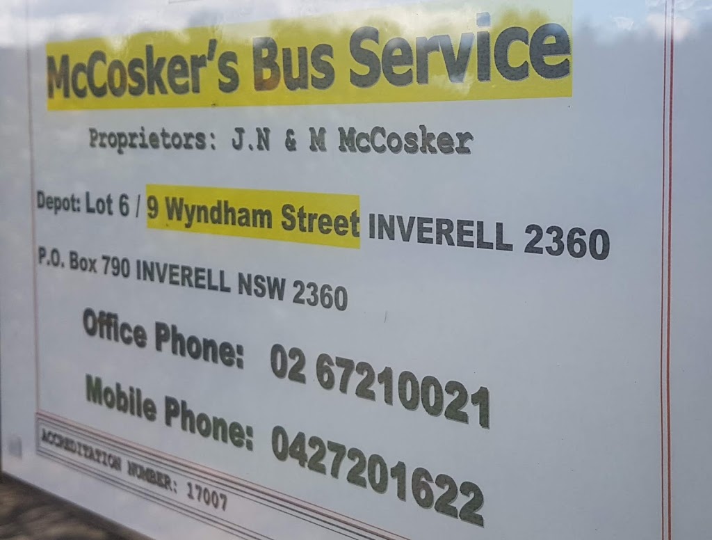 McCoskers Bus Service | 9 Wyndham St, Inverell NSW 2360, Australia | Phone: (02) 6721 0021