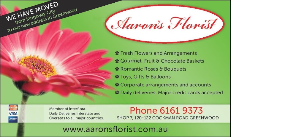 A Aarons Florist | florist | 120/122 Cockman Rd, Greenwood WA 6024, Australia | 0861619373 OR +61 8 6161 9373