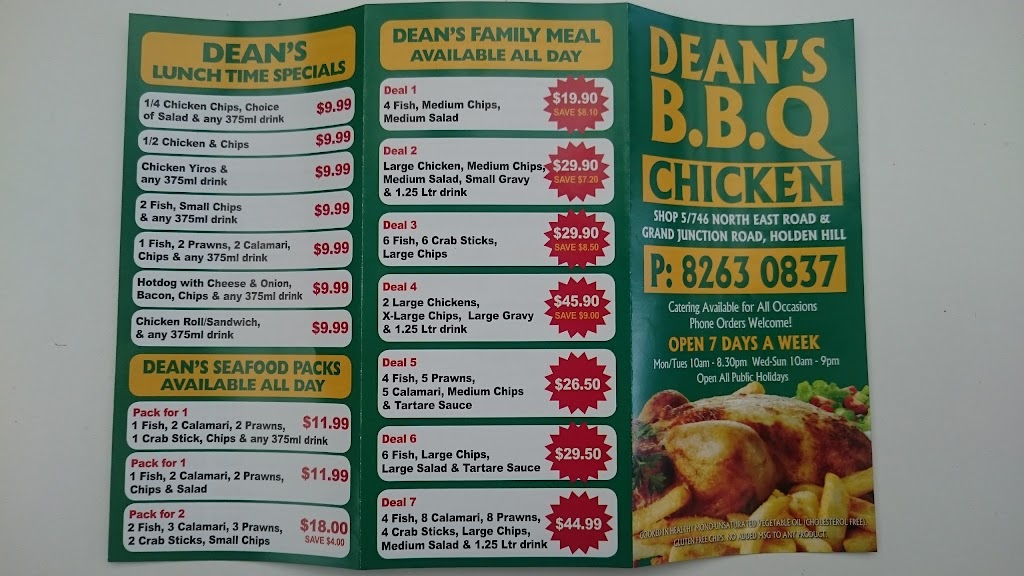 Deans Barbecue Chicken | meal takeaway | Shop 5/ and, North East Road & Grand Jct Rd, Holden Hill SA 5088, Australia | 0882630837 OR +61 8 8263 0837