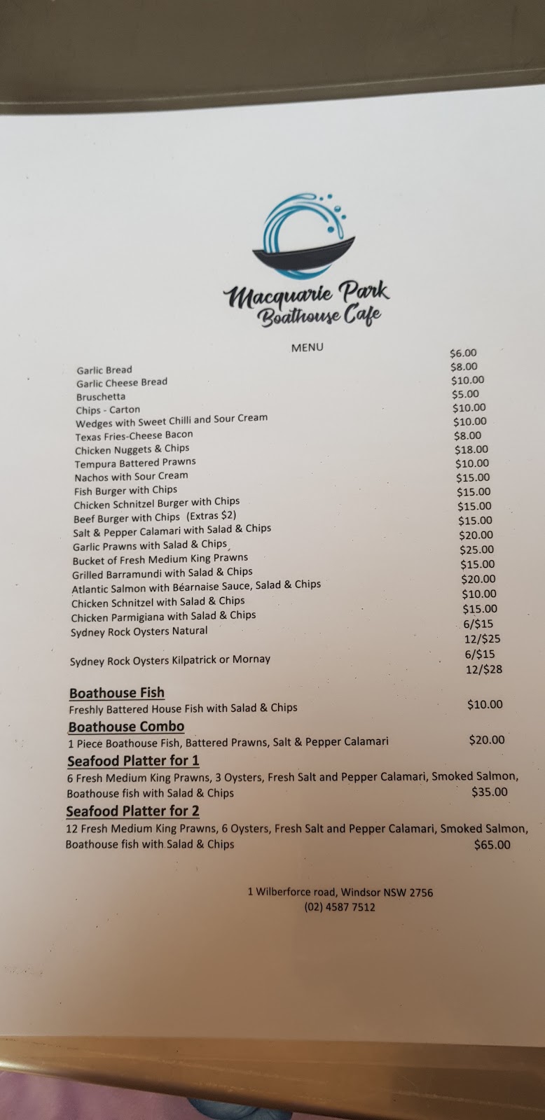 Macquarie Park Boathouse Cafe | cafe | 1 Wilberforce Rd, Freemans Reach NSW 2756, Australia | 0245877512 OR +61 2 4587 7512