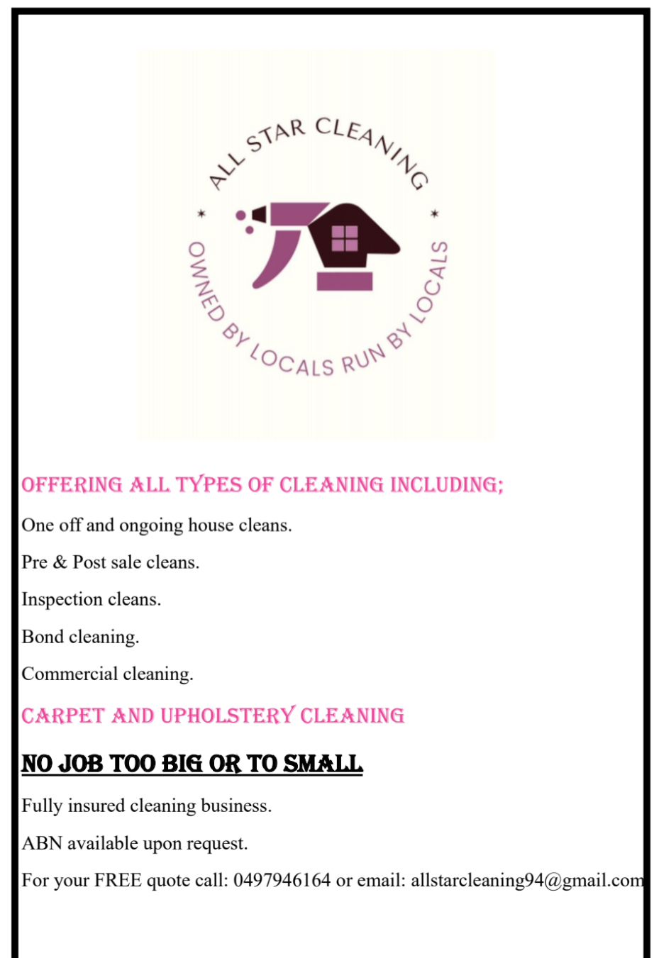 All Star Cleaning Collinsville | Red Hill Rd, Collinsville QLD 4804, Australia | Phone: 0497 946 164