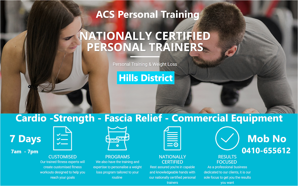 ACS Personal Training - West Pennant Hills & Surrounds | Blacks Rd, West Pennant Hills NSW 2125, Australia | Phone: 0410 655 612