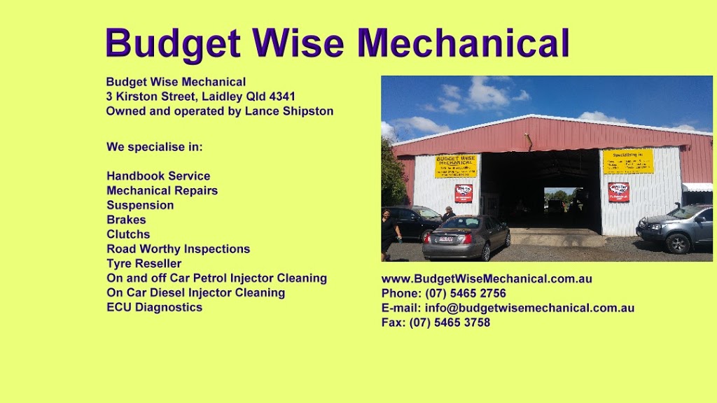 Budget Wise Mechanical | car repair | 3 Kirston St, Laidley QLD 4341, Australia | 0754652756 OR +61 7 5465 2756