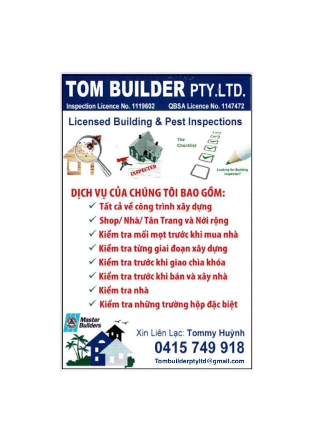 Tom Builder Pty Ltd | general contractor | 6 Poinsettia St, Inala QLD 4077, Australia | 0415749918 OR +61 415 749 918