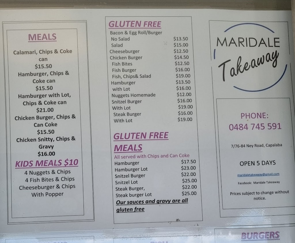 Maridale Takeaway | 84 Ney Rd, Capalaba QLD 4157, Australia | Phone: 0484 745 591