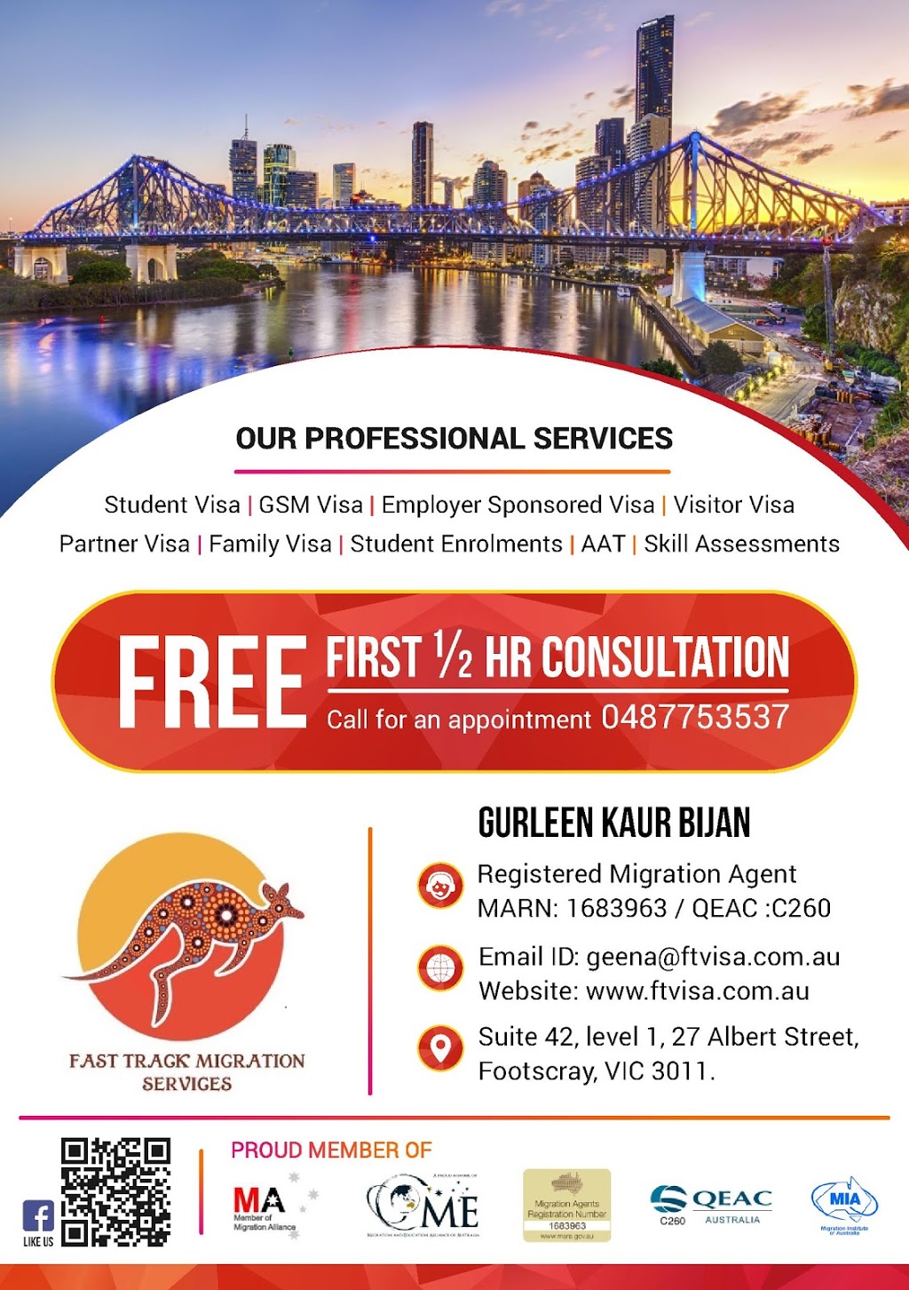 FAST TRACK MIGRATION SERVICES | travel agency | 213 Nicholson St, Footscray VIC 3011, Australia | 0487753537 OR +61 487 753 537