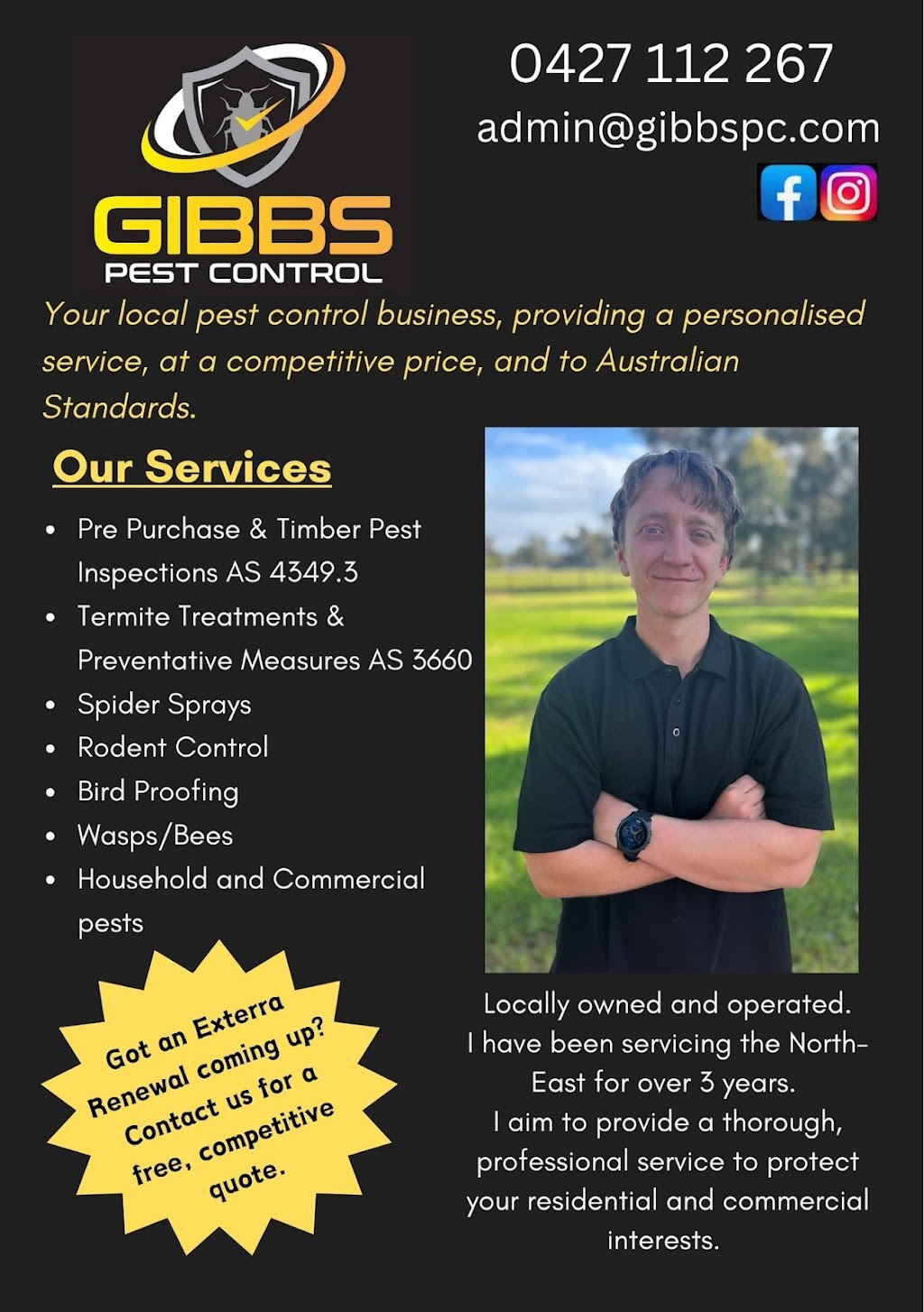 Gibbs Pest Control | Williams Rd, Wangaratta VIC 3677, Australia | Phone: 0427 112 267