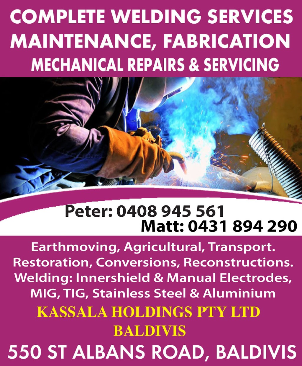Kassala Holdings Pty Ltd. | car repair | 550 St Albans Rd, Baldivis WA 6171, Australia | 0408945561 OR +61 408 945 561