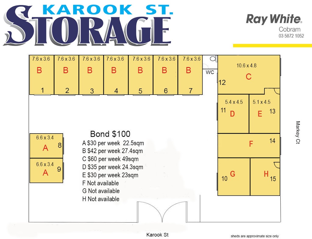 Karook St Storage Cobram | storage | 1 Markey Ct, Cobram VIC 3644, Australia | 0358721052 OR +61 3 5872 1052