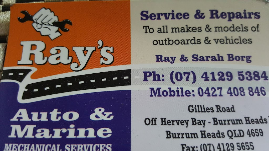 Rays Auto & Marine | car repair | 2375 Pialba Burrum Heads Rd, Burrum Heads QLD 4659, Australia | 0741295384 OR +61 7 4129 5384