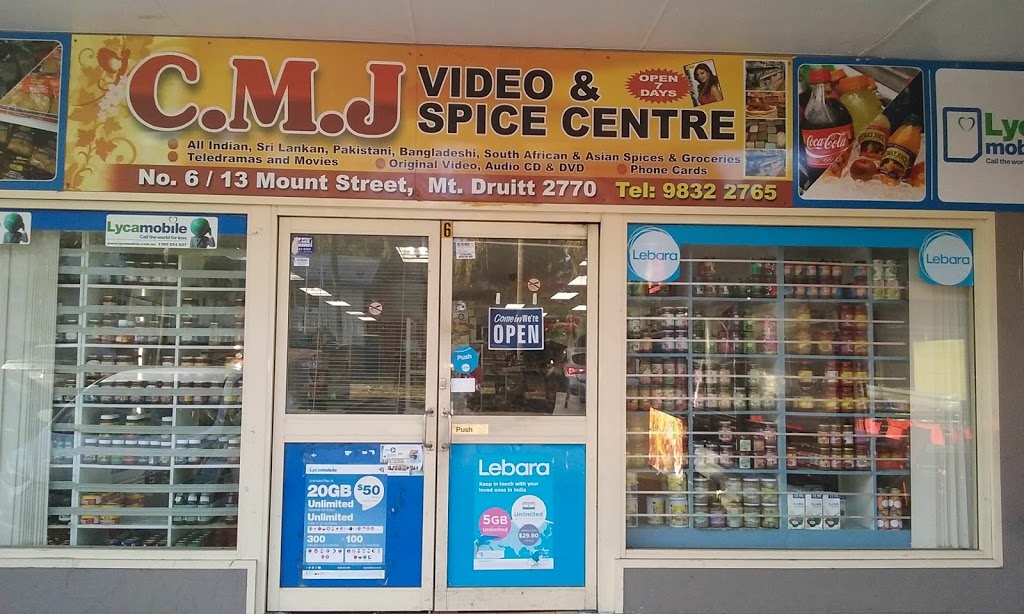 CMJ Video & Spice Centre | convenience store | 5/6-10 Mount St, Mount Druitt NSW 2770, Australia | 0298322765 OR +61 2 9832 2765