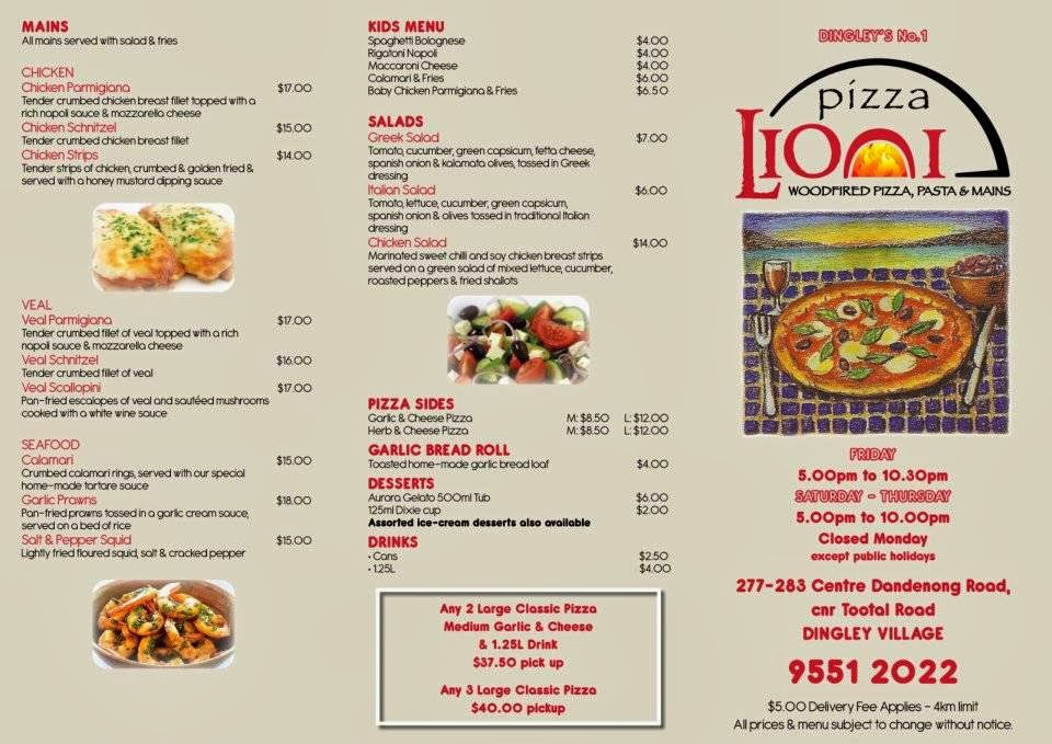 Pizza Lioni | restaurant | 277-283 Centre Dandenong Rd, Dingley Village VIC 3172, Australia | 0395512022 OR +61 3 9551 2022