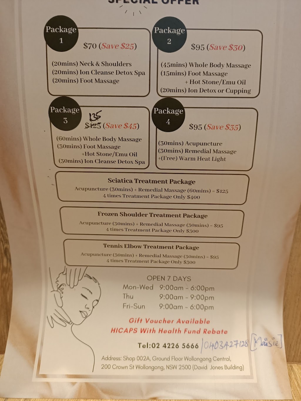 Doctor Massage & Acupuncture | Shop GD S002A, Wollongong Central, 200 Crown St, Wollongong NSW 2500, Australia | Phone: (02) 4226 5666