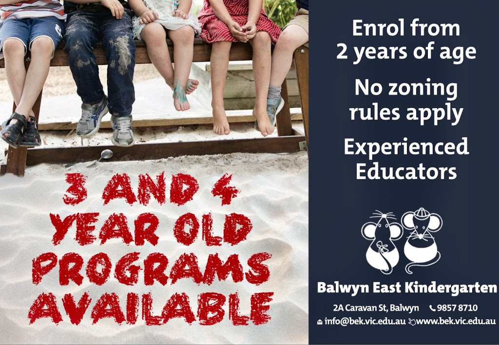 Balwyn East Kindergarten | school | 2A Caravan St, Balwyn VIC 3103, Australia | 0398578710 OR +61 3 9857 8710
