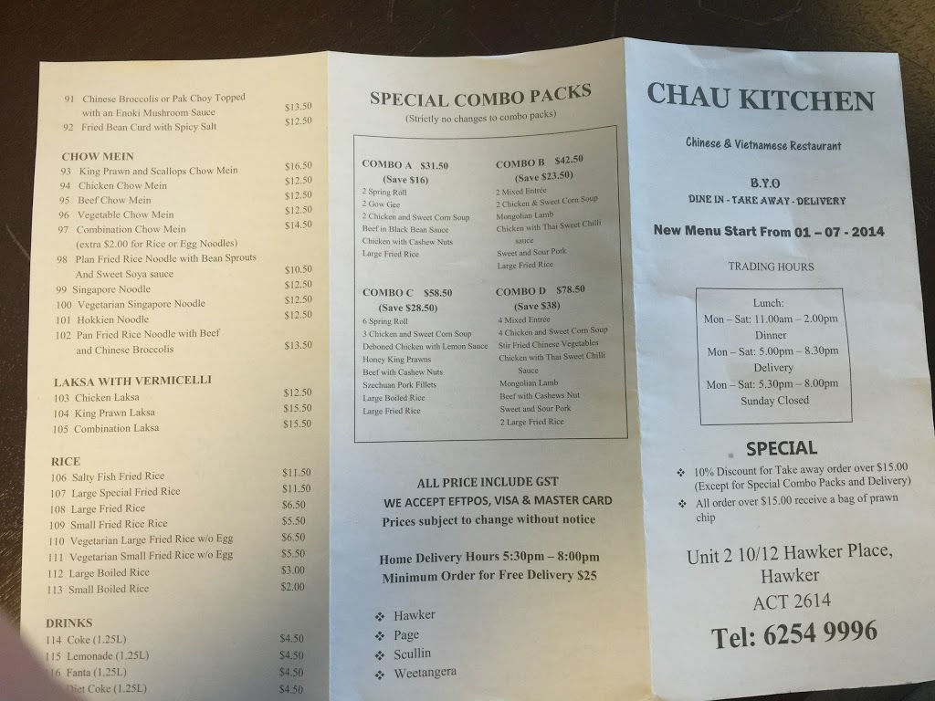 Chau Kitchen | restaurant | 2/40 Hawker Pl, Hawker ACT 2614, Australia | 0262549996 OR +61 2 6254 9996