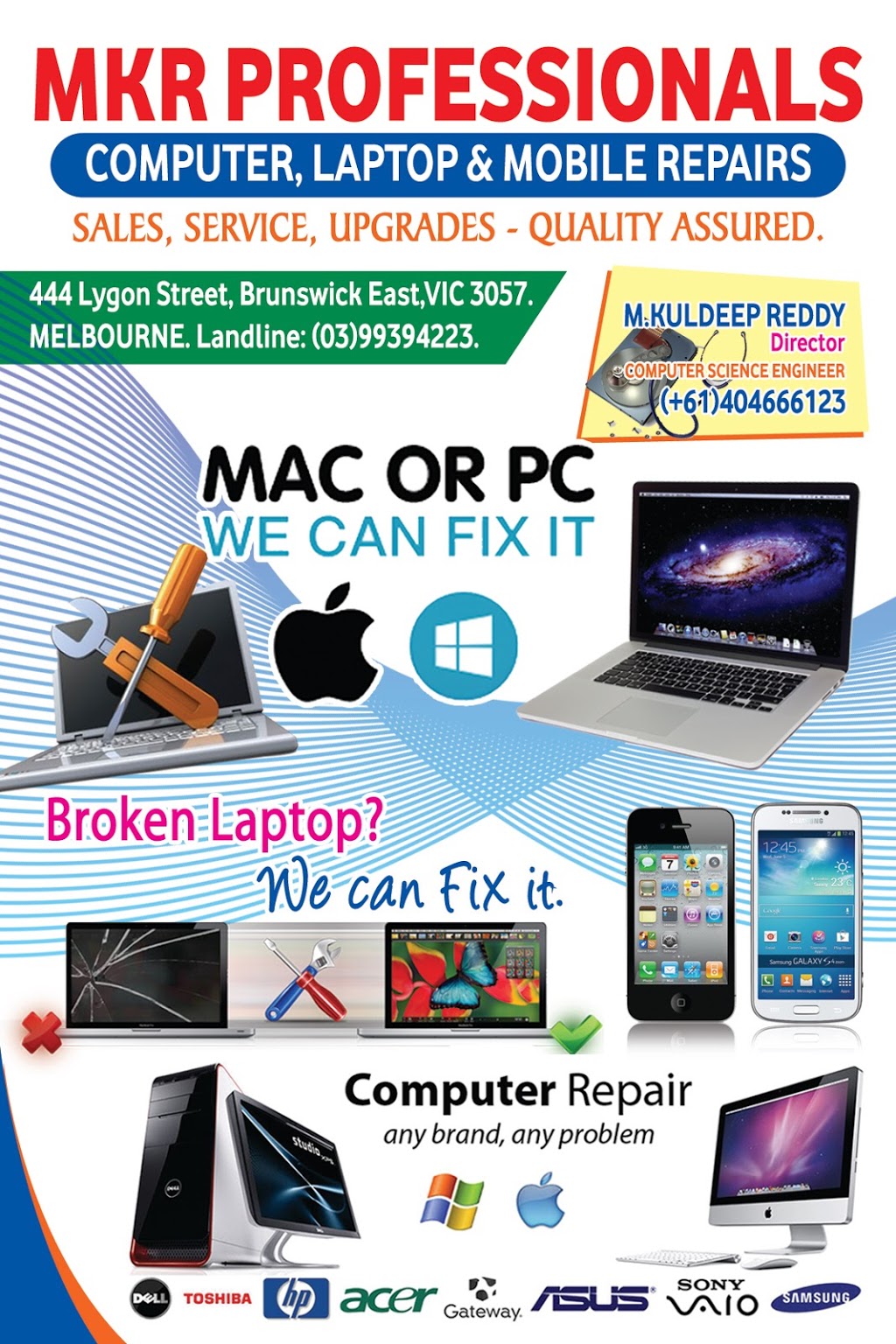Computer Laptop & Mobile Repairs | electronics store | 444 Lygon St, Brunswick East VIC 3057, Australia | 0404666123 OR +61 404 666 123