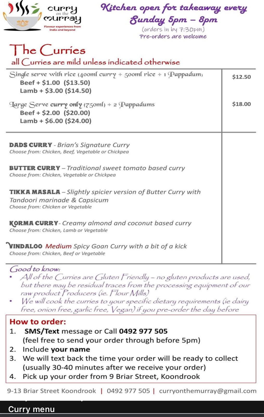 Curry on the Murray | restaurant | 9 Briar St, Koondrook VIC 3580, Australia | 0492977505 OR +61 492 977 505