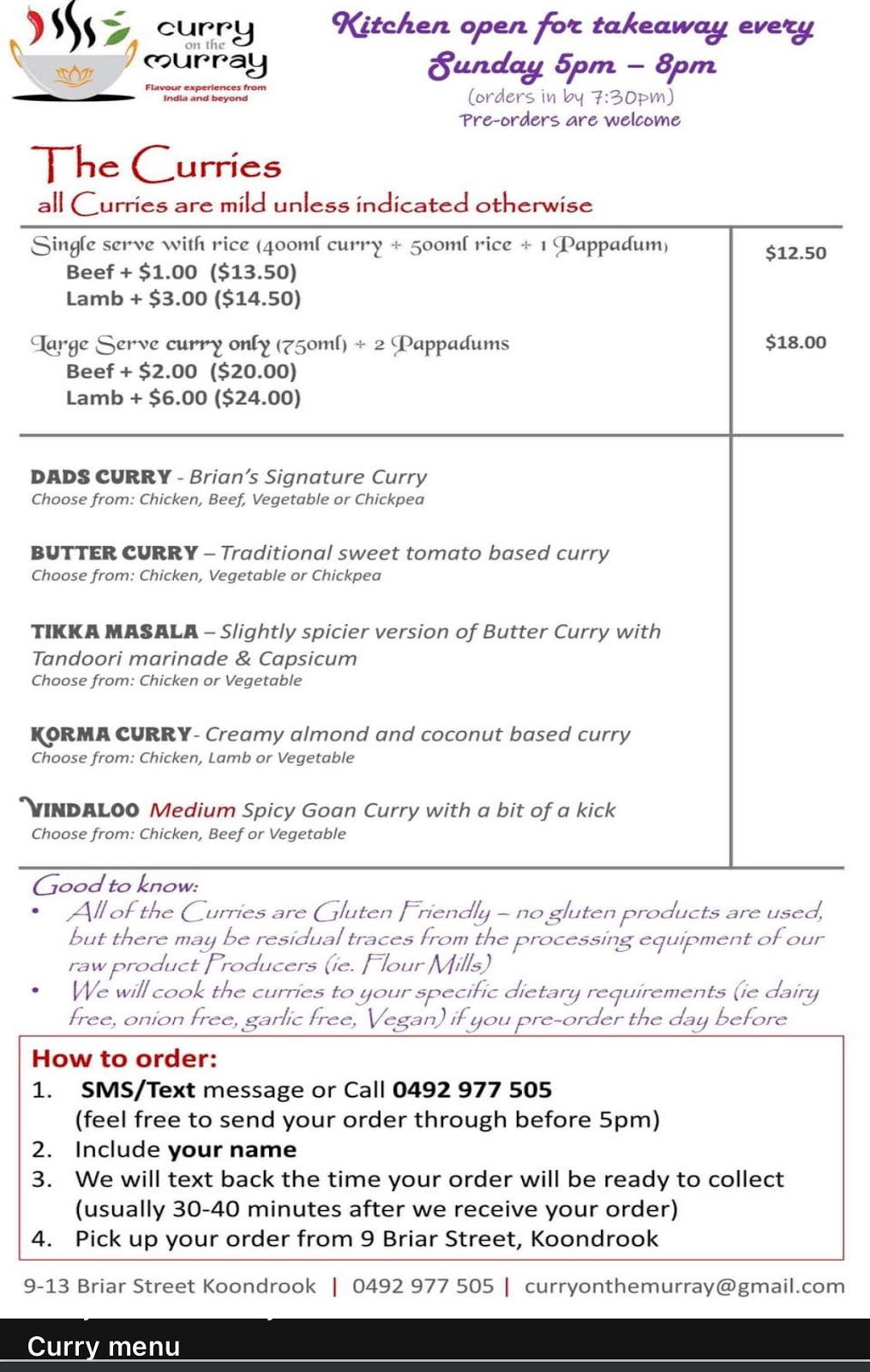 Curry on the Murray | 9 Briar St, Koondrook VIC 3580, Australia | Phone: 0492 977 505