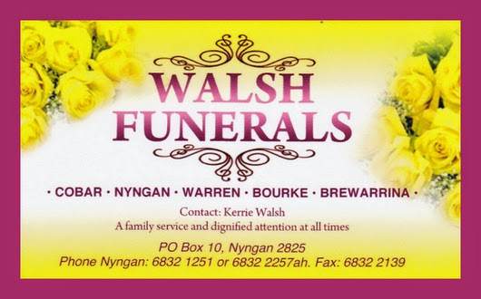 Walsh Funerals | 71 Pangee St, Nyngan NSW 2825, Australia | Phone: (02) 6832 2257