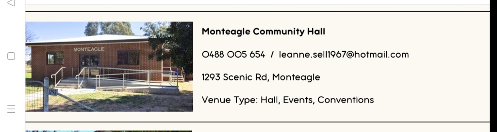 Monteagle Community Hall | 1293 Scenic Rd, Monteagle NSW 2594, Australia | Phone: 0488 005 654