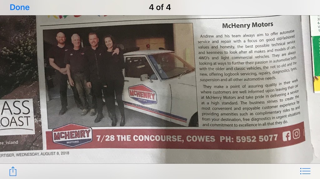 MCHENRY MOTORS | car repair | 7/28 The Concourse, Cowes VIC 3922, Australia | 0359525077 OR +61 3 5952 5077