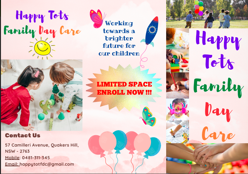 Happy Tots Family Day Care |  | 57 Camilleri Ave, Quakers Hill NSW 2763, Australia | 0481311345 OR +61 481 311 345
