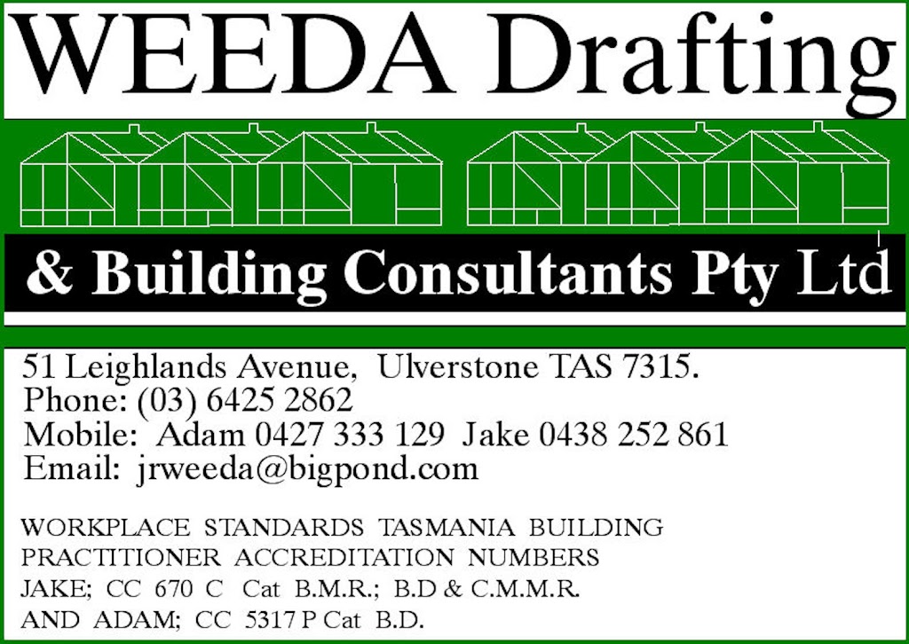 Weeda Drafting & Building Consultants |  | 95 Queen St, Ulverstone TAS 7315, Australia | 0364252862 OR +61 3 6425 2862