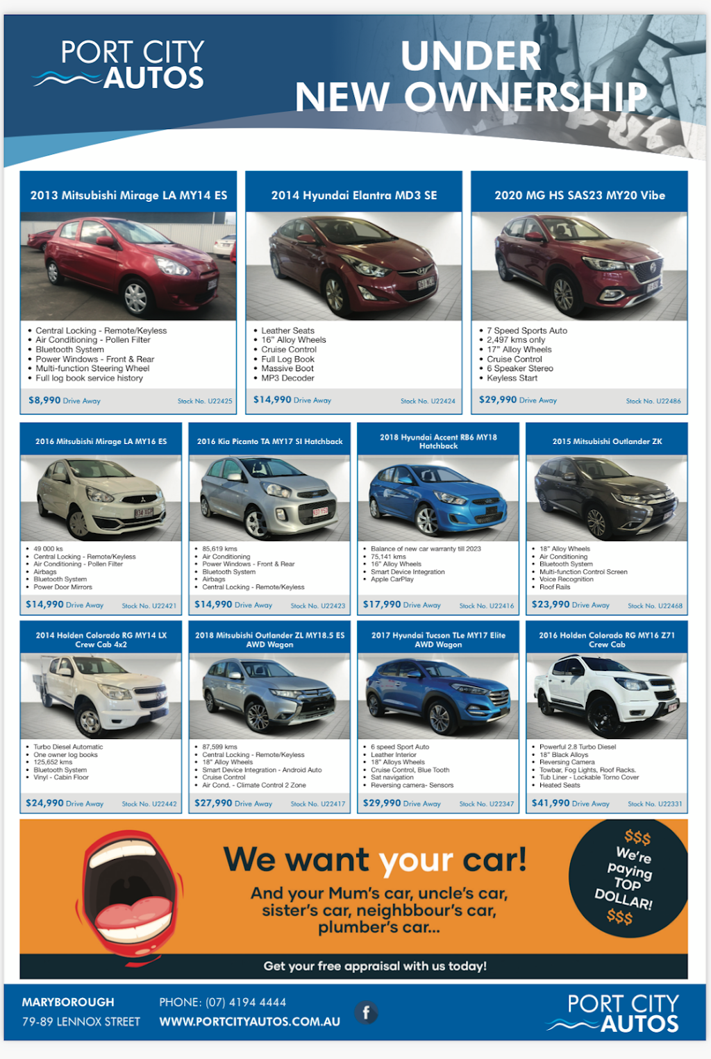 Port City Autos Maryborough | car dealer | 92-96 Adelaide St, Maryborough QLD 4650, Australia | 0741944444 OR +61 7 4194 4444