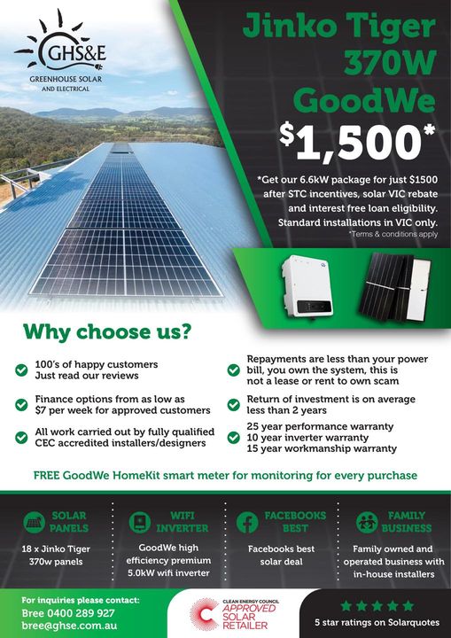 Greenhouse Solar & Electrical | 16 Hovell St, Wodonga VIC 3690, Australia | Phone: 0400 600 005