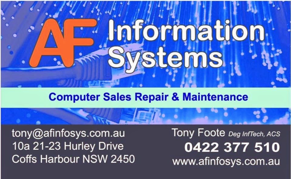 AF Information Systems | 21/23 Hurley Dr, Coffs Harbour NSW 2450, Australia | Phone: 0422 377 510