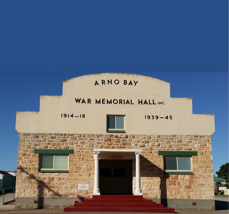 Arno Bay Memorial Hall |  | 21-23 Tel El Kebir Terrace, Arno Bay SA 5603, Australia | 0418846569 OR +61 418 846 569