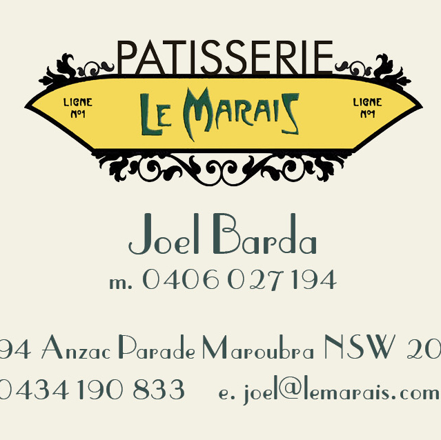 Patisserie Le Marais | cafe | 6/1094 Anzac Parade, Maroubra NSW 2035, Australia | 0406027194 OR +61 406 027 194
