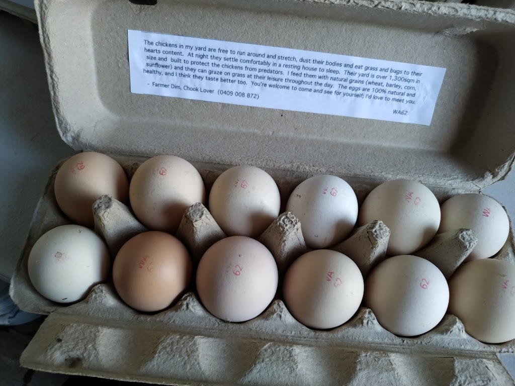 Chook eggs | 615 Gingin Brook Rd, Muckenburra WA 6503, Australia | Phone: 0409 008 872