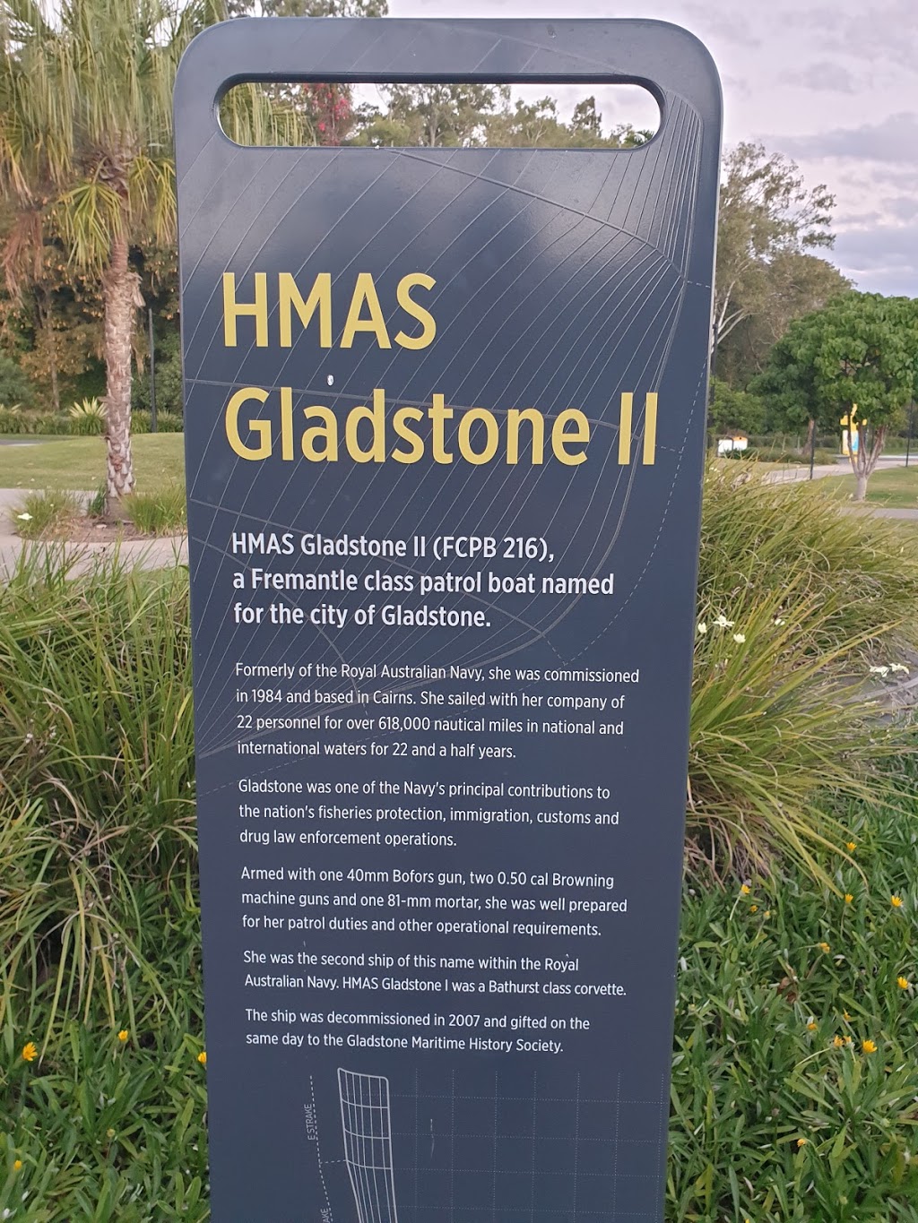 HMAS Gladstone II (Decommissioned) | tourist attraction | 25-47 Flinders Parade, Gladstone Central QLD 4680, Australia | 0749720810 OR +61 7 4972 0810