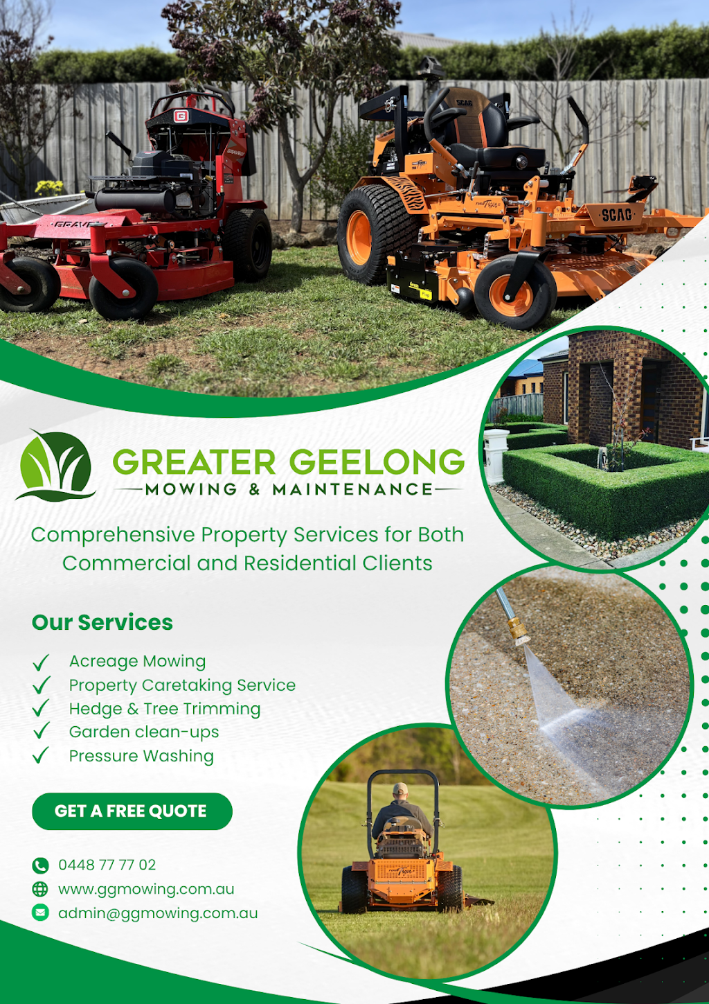 Greater Geelong Mowing & Maintenance | 60 Moreillon Bvd, Bannockburn VIC 3331, Australia | Phone: 0448 777 702