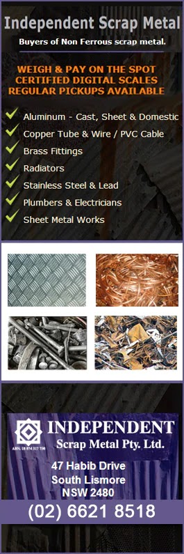 Independent Scrap Metal Pty Ltd. | 47 Habib Dr, South Lismore NSW 2480, Australia | Phone: (02) 6621 4972