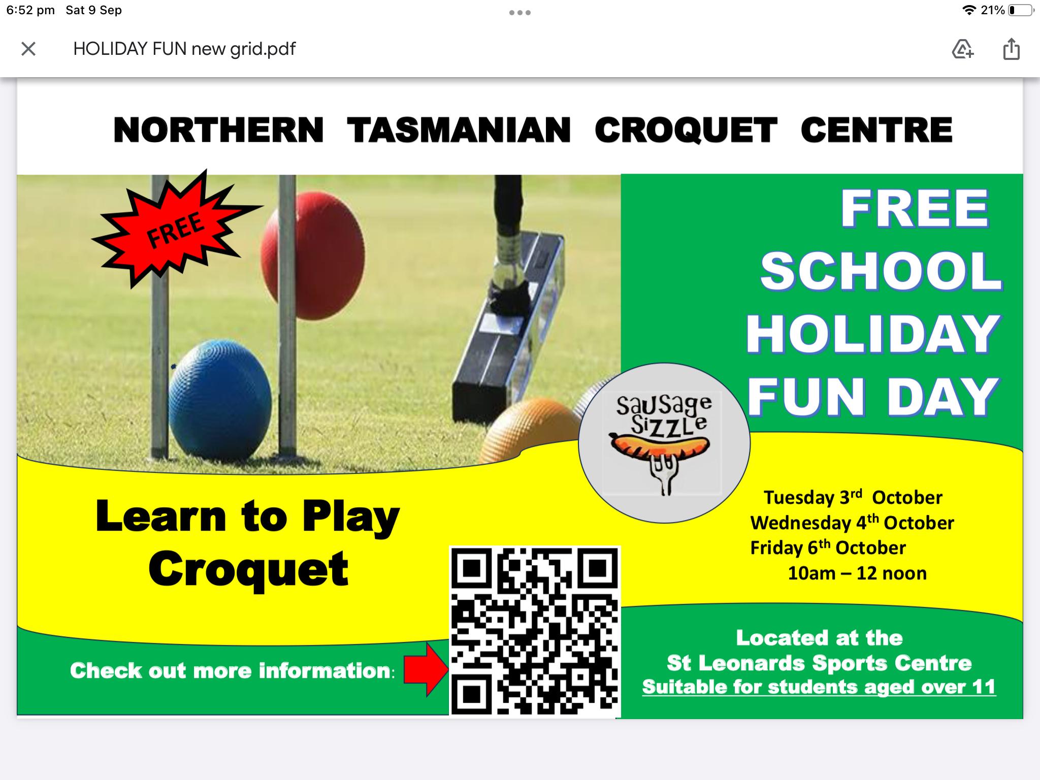 St Leonards Croquet Club | Sports Centre, St Leonards Rd, St Leonards TAS 7250, Australia | Phone: 0417 541 549