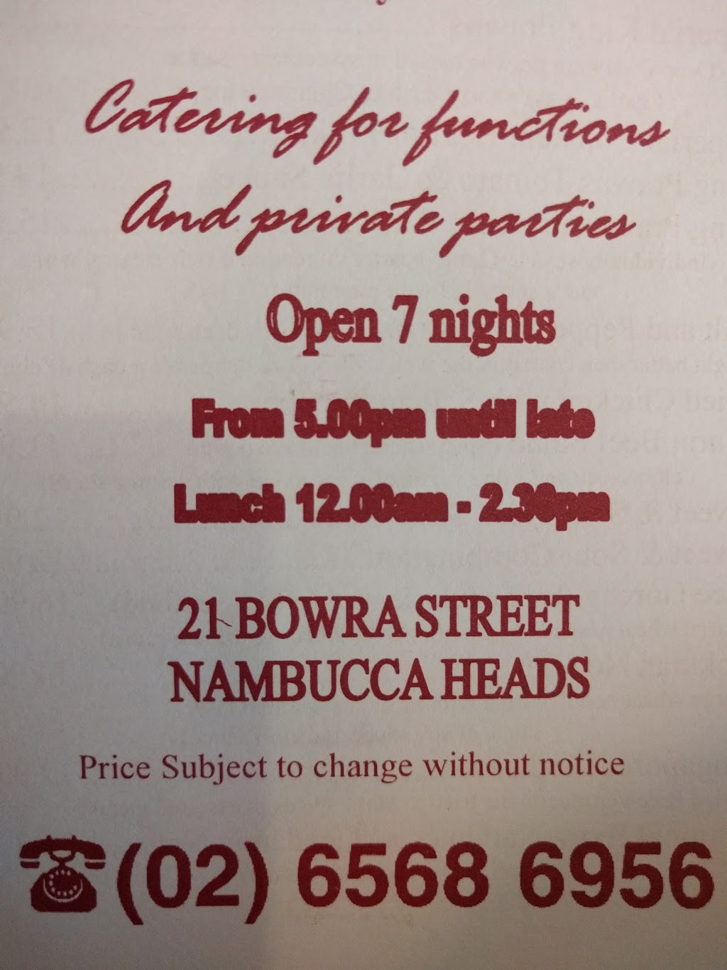 Nambucca China Palace | restaurant | 21 Bowra St, Nambucca Heads NSW 2448, Australia | 0265686956 OR +61 2 6568 6956