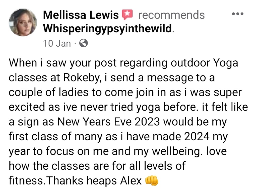 Whispering Gypsy Yoga & Wellness | 1001 Brandy Creek Rd, Rokeby VIC 3821, Australia | Phone: 0437 359 564 Whispering Gypsy Yoga & Wellness | 1001 Brandy Creek Rd, Rokeby VIC 3821, Australia | Phone: 0437 359 564