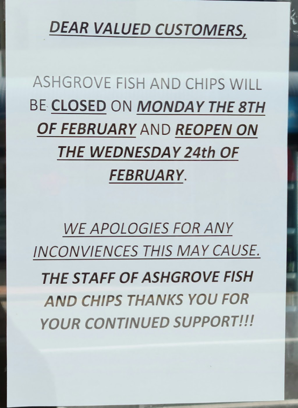 Ashgrove Fish & Chips | meal takeaway | 5 Ashgrove Ave, Ashgrove QLD 4060, Australia | 0733667014 OR +61 7 3366 7014