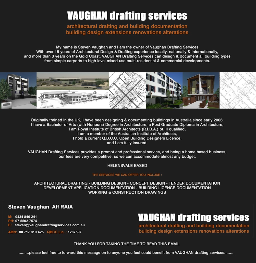 Vaughan Drafting Services | 35 Mildura Dr, Helensvale QLD 4212, Australia | Phone: 0434 846 241