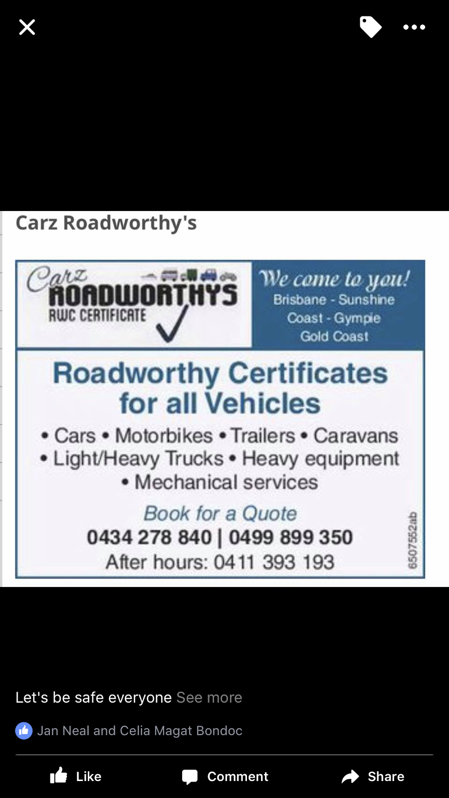 Carz Roadworthys |  | 97 Hollywood Ave, Bellmere QLD 4510, Australia | 0428075802 OR +61 428 075 802